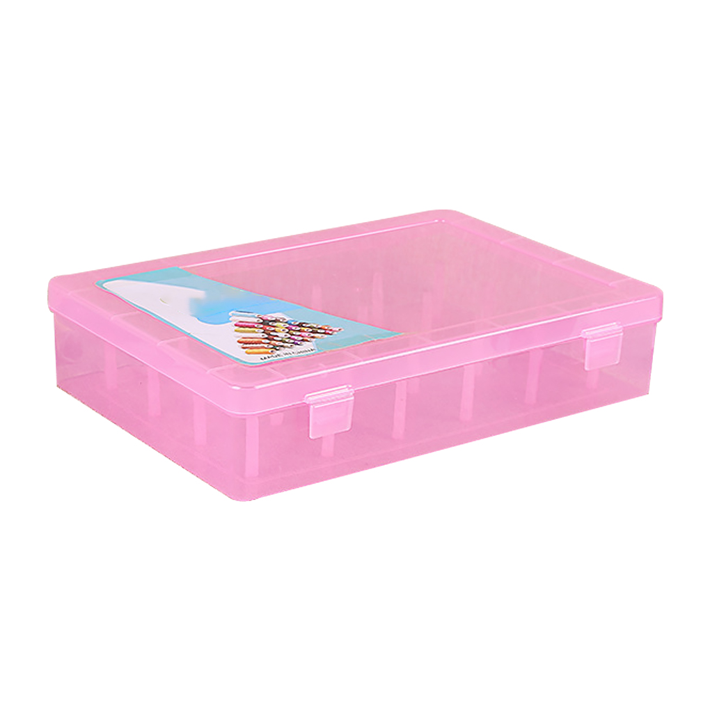 BrowQuartz Sewing Thread Box 42 Spools Large Capacity Storage Embroidery Cross-stitch Double Lock Organizing Container Accessories Pink